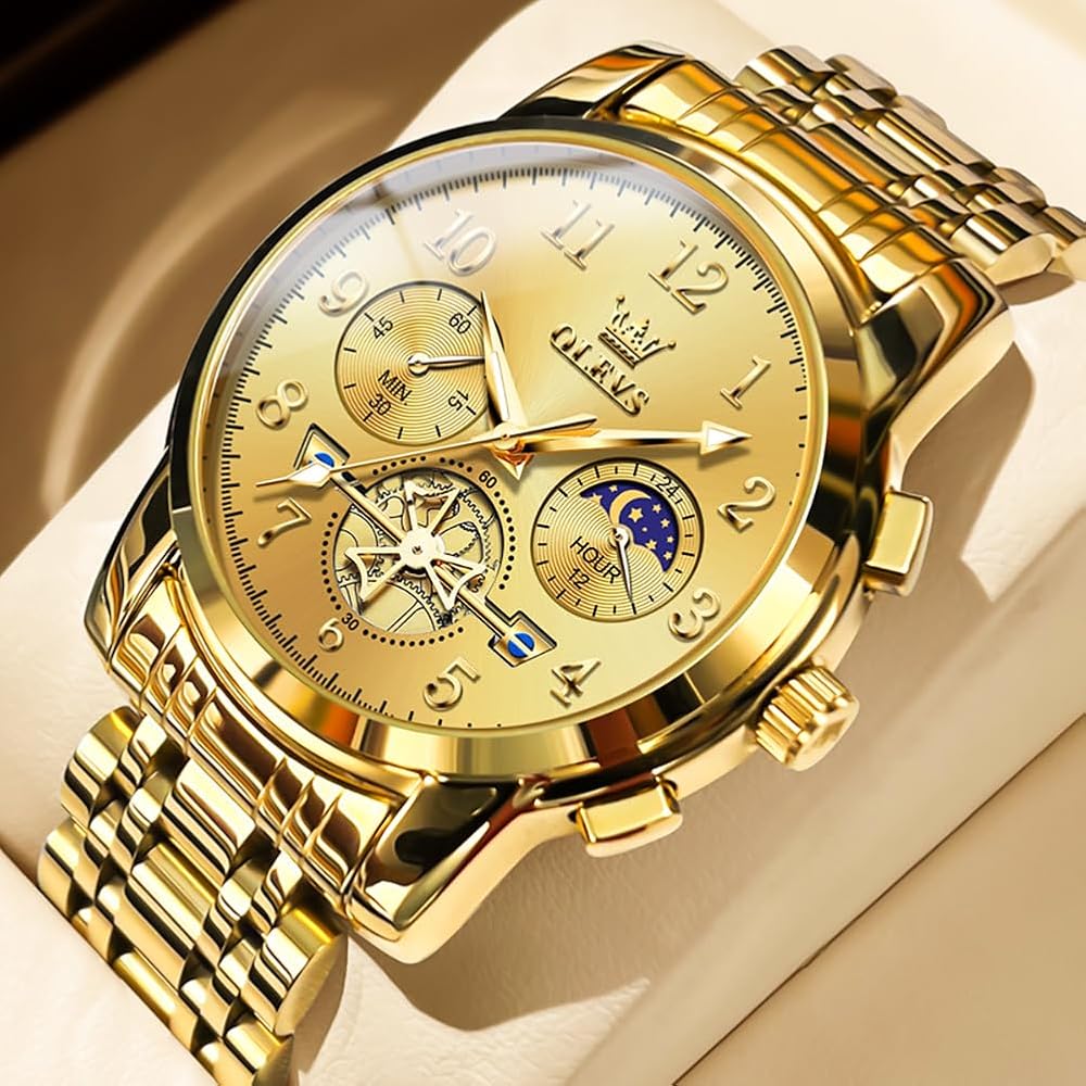Gold chronograph watch